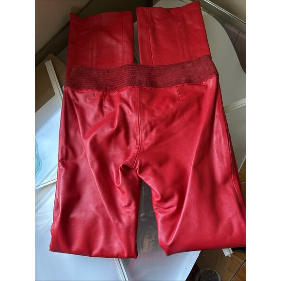 Women's pants real leather Red suede waistband ankle zip lined New 29 X 35 gromt - Picture 16 of 16